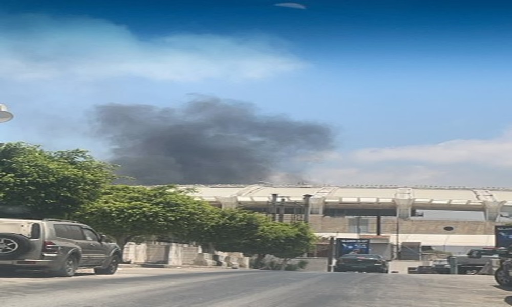 حريق بالقرب من المدينة الرياضية
