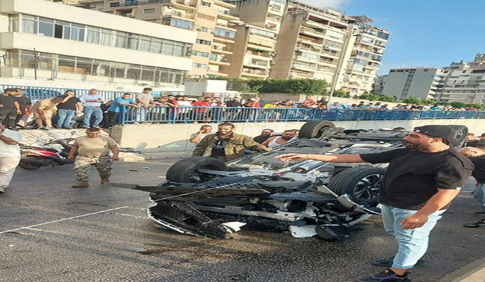 حادث مروع فوق نفق المدينة الرياضية