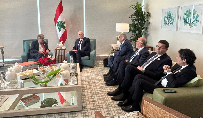 ميقاتي طالب في لقائه مع غوتيريس بالضغط على اسرائيل لوقف عدوانها : لدعم عمل الاونروا في لبنان وتمويلها
