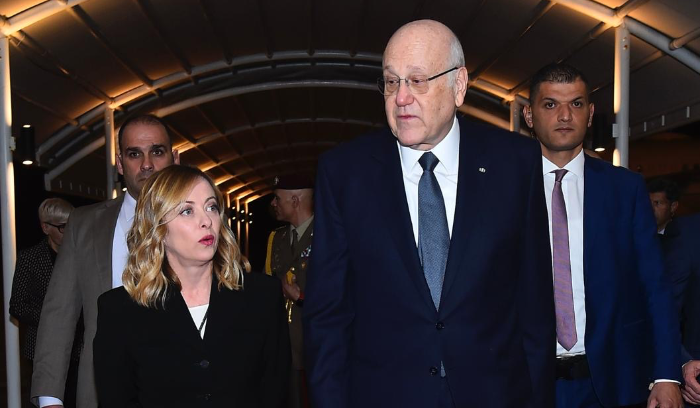 ميقاتي يستقبل ميلوني في السرايا الحكومية