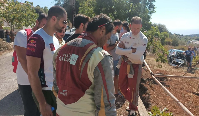 روجيه فغالي يتصدر  رالي لبنان وحادث أخرج ناصر العطية
