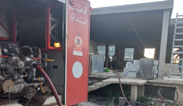 حريق داخل مبنى قيد الانشاء في دوما