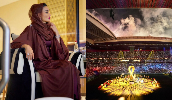 إطلالة الشيخة موزا تثير الاهتمام في افتتاح كأس العالم
