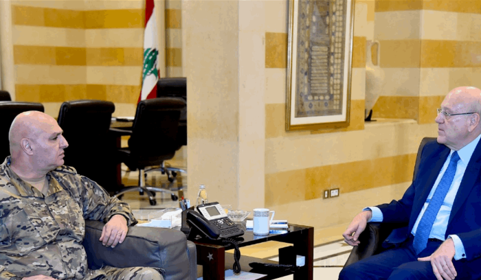 ميقاتي بحث مع قائد الجيش الوضع الامني واطلع من وزير الأشغال على موضوع الترسيم مع قبرص وسوريا