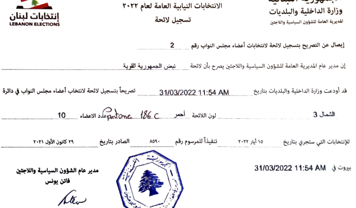 بالأسماء ـ لائحة “نبض الجمهورية القوية” في دائرة الشمال الثالثة