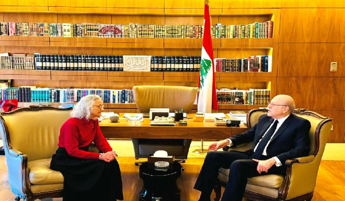 والدة الصحافي الاميركي اوستن تايس تلتقي ميقاتي