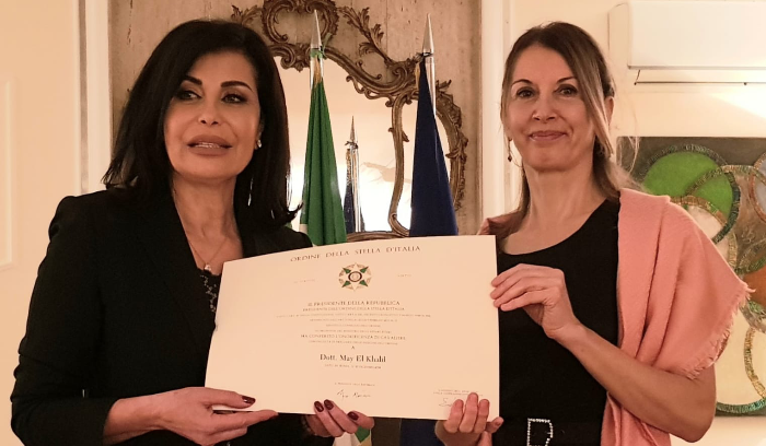 بومباردييري قلدت رئيسة ماراثون بيروت وسام النجمة الايطالية