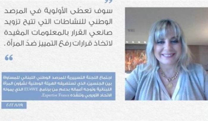 كلودين عون: الاولوية لتزود صانعي القرار بالمعلومات لاتخاذ قرارات رفع التمييز ضد المرأة
