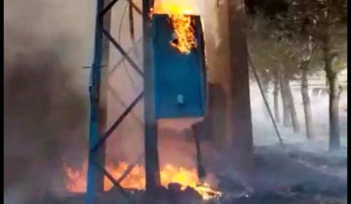 حريق في محول الكهرباء في مركز الطيبة
