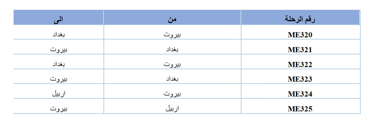 بشأن الرحلات إلى العراق.. بيان جديد من الـ MEA