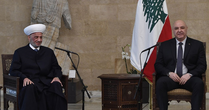 رئيس الجمهورية  يستقبل المفتي دريان في بعبدا