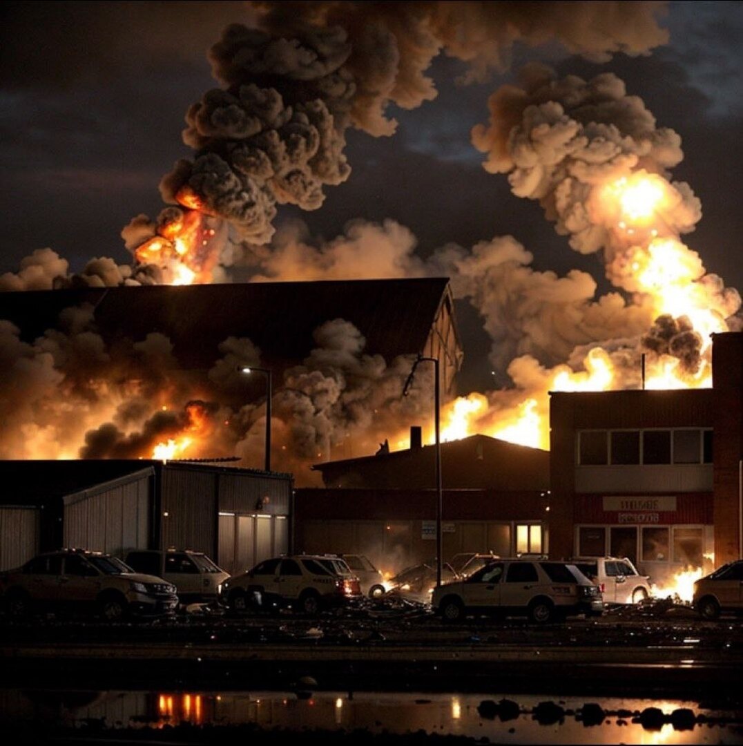 بالصور: إنفجار هائل يهز منطقة صناعية في بريطانيا