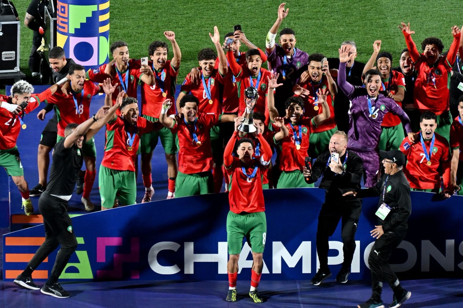 تركي آل الشيخ وعبدالله بن مساعد يهنئان أسود الأطلس بلقب كأس العالم للشباب
