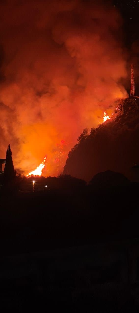 حريق كبير  فوق شلالات عيون السمك في الضنية