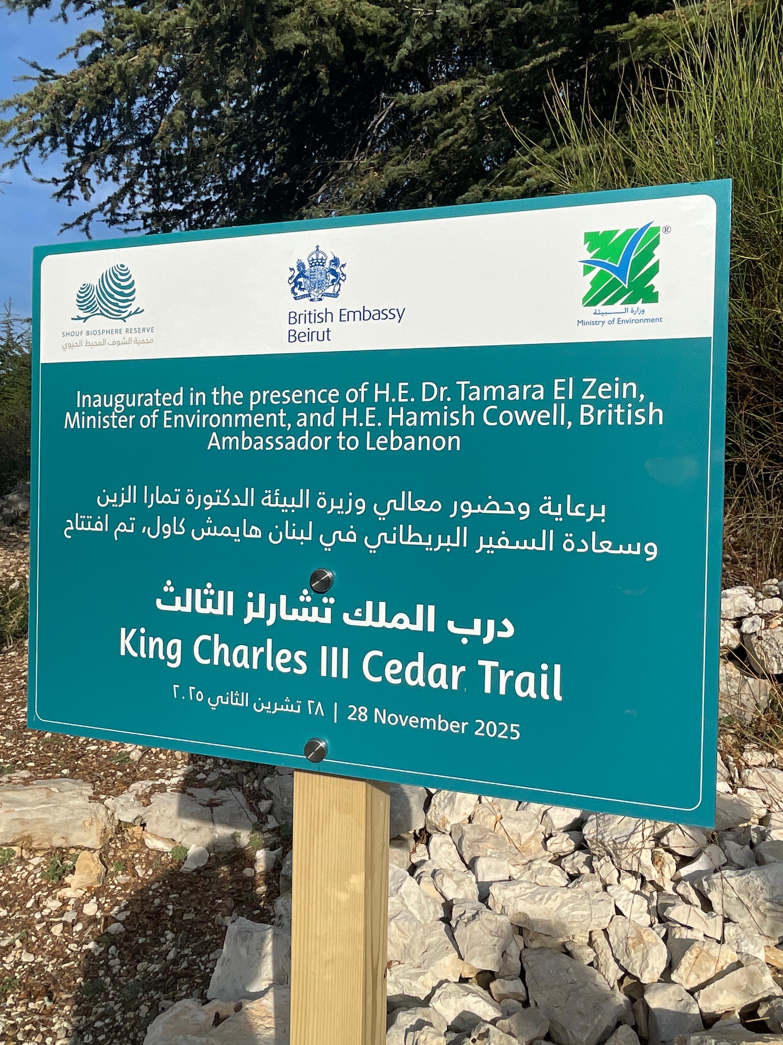 افتتاح “درب أرز الملك تشارلز الثالث” في محمية الشوف… مبادرة بريطانية لتعزيز التشجير والسياحة البيئية