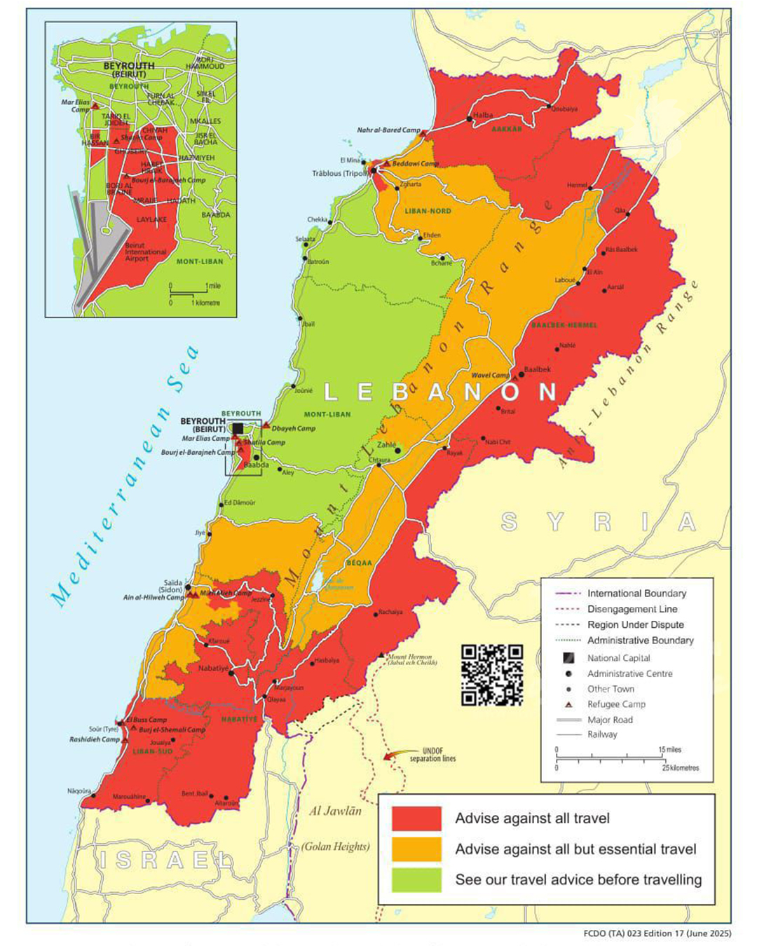 الخارجية البريطانية تحذّر من السفر إلى لبنان وتحدّد مناطق خطرة