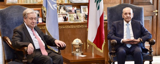 الرئيس بري خلال إستقباله غوتيريش: إلزام إسرائيل وقف عدوانها وتطبيق إتفاق تشرين الثاني 2024