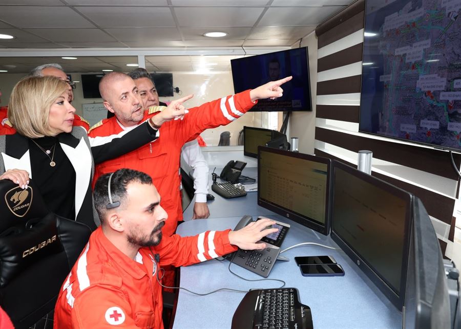 اللبنانية الأولى زارت مقر محافظة جبل لبنان في بعبدا ومركز الصليب الأحمر اللبناني في الحازمية