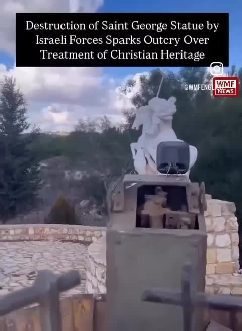 بالفيديو - هدم تمثال القديس جاورجيوس في يارون خلال توغّل إسرائيلي وتصعيد بالغارات جنوباً