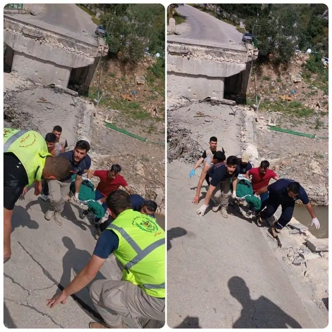 دمار جسر طيرفلسيه يعرقل الإسعاف ومتطوّعون ينقلون ضحية سيرًا على الأكتاف